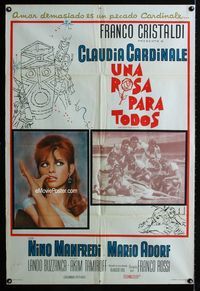 1a535 ROSE FOR EVERYONE Argentinean movie poster '67 sexy Italian Claudia Cardinale!