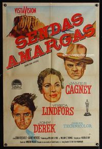 1a536 RUN FOR COVER Argentinean movie poster '55 James Cagney, Lindfors, Derek, Nicholas Ray