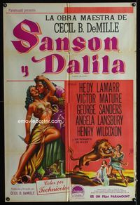 1a537 SAMSON & DELILAH Argentinean poster '49 art of Hedy Lamarr & Victor Mature, Cecil B. DeMille