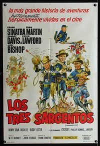 1a539 SERGEANTS 3 Argentinean poster '62 great artwork of Frank Sinatra, Dean Martin & Rat Pack!