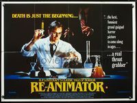 1a171 RE-ANIMATOR British quad movie poster '85 great mad scientist & severed head horror image!