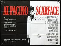 1a176 SCARFACE British quad movie poster '83 Al Pacino as Tony Montana, Brian De Palma, Oliver Stone