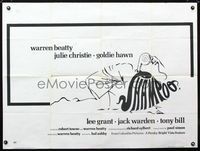 1a177 SHAMPOO British quad movie poster '75 Warren Beatty, Julie Christie, Goldie Hawn, cool art!