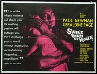 1a186 SWEET BIRD OF YOUTH British quad '62 different image of Paul Newman holding Geraldine Page!