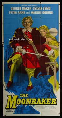 1a315 MOONRAKER English three-sheet poster '58 art of swashbuckler George Baker & sexy Sylvia Syms!