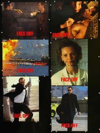 1d255 FACE/OFF 6 lobby cards '97 John Travolta and Nicholas Cage switch faces, John Woo sci-fi!