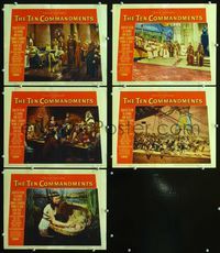 1d600 TEN COMMANDMENTS 5 movie lobby cards '56 Charlton Heston, Cecil B. DeMille