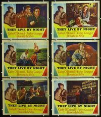 1d391 THEY LIVE BY NIGHT 6 movie lobby cards '48 Nicholas Ray, Farley Granger, Cathy O'Donnell