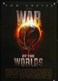 1o315 WAR OF THE WORLDS DS Aust mini poster '05 Spielberg, cool alien hand holding Earth artwork!