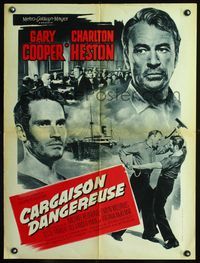 1o422 WRECK OF THE MARY DEARE French 23x32 '59 different image of Gary Cooper & Charlton Heston!