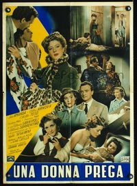 1o155 UNA DONNA PREGA Italian photobusta movie poster '54 Anton Giulio Majano, cool montage image!