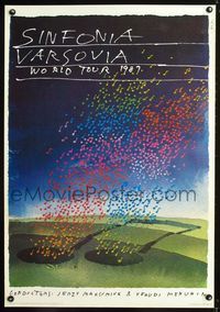 1o603 WARSAW SYMPHONY Polish concert poster '87 really cool rare Saul Bass musical artwork!