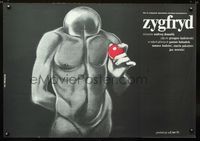 1o612 ZYGFRYD Polish movie poster '86 really wild faceless man artwork by Bednrski!