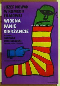 1o697 WIOSNA PANIE SIERZANCE Polish 23x33 '74 great Jan Mlodozenic art of masked crook in sock!