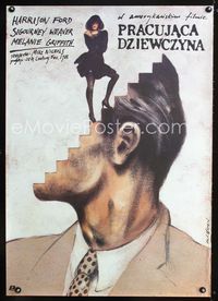 1o608 WORKING GIRL Polish movie poster '90 wild different surreal artwork by Andrzej Pagowski!