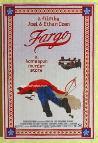 1p119 FARGO one-sheet movie poster '96 a homespun murder story from the Coen Brothers, great image!