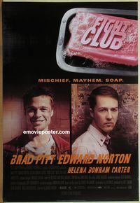 1p121 FIGHT CLUB DS advance one-sheet poster '99 great portraits of Edward Norton and Brad Pitt!