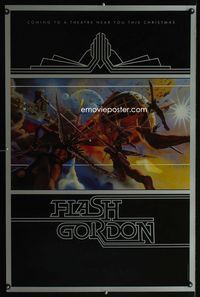 1p123 FLASH GORDON teaser one-sheet movie poster '80 best sci-fi artwork by Philip Castle!