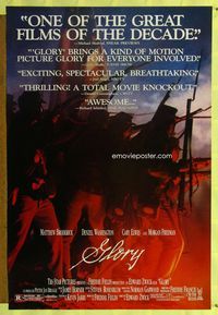 1p138 GLORY one-sheet poster '89 Morgan Freeman, Matthew Broderick, Denzel Washington, Civil War!