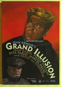 1p148 GRAND ILLUSION R99 one-sheet movie poster R99 Jean Renoir anti-war classic, Erich von Stroheim