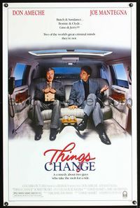 1x444 THINGS CHANGE one-sheet poster '88 great image of Joe Mantegna & Don Ameche in limousine!