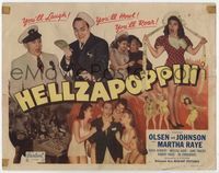 1y135 HELLZAPOPPIN' title lobby card R49 zany Ole Olsen & Chic Johnson with big mouth Martha Raye!