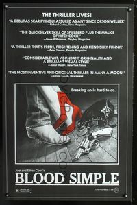 1z083 BLOOD SIMPLE one-sheet '85 Joel & Ethan Coen, Frances McDormand, cool film noir gun image!