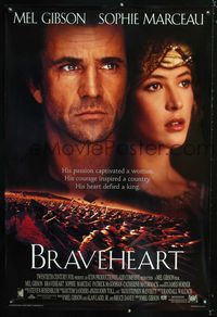 1z092 BRAVEHEART DS int'l style C 1sheet '95 Mel Gibson, Sophie Marceau, Scotland, different image!