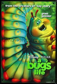 1z098 BUG'S LIFE DS caterpillar one-sheet poster '98 Walt Disney, Pixar CG cartoon, grass guzzler!