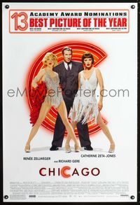 1z109 CHICAGO DS white style one-sheet movie poster '02 Renee Zellweger, Catherine Zeta-Jones