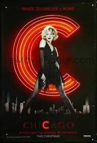 1z107 CHICAGO DS teaser Roxie style one-sheet movie poster '02 Renee Zellweger, Zeta-Jones