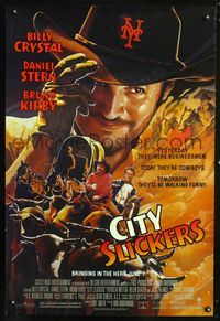 1z114 CITY SLICKERS Advance one-sheet movie poster '91 Billy Crystal, Daniel Stern