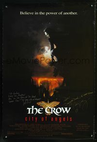 1z132 CROW CITY OF ANGELS signed one-sheet poster '96 by director Tim Pope & producer Jeff Most!