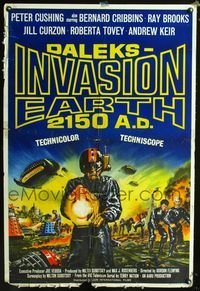 1z137 DALEKS' INVASION EARTH: 2150 AD English one-sheet movie poster '66 Peter Cushing as Dr. Who!