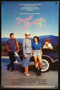 1z148 DESERT HEARTS 1sheet '85 directed by Donna Deitch, great image of stars on classic Buick car!