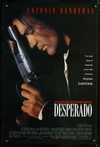 1z149 DESPERADO DS one-sheet '95 Robert Rodriguez, close image of Antonio Banderas with big gun!