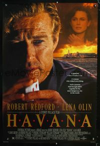 1z243 HAVANA DS one-sheet '90 close image of Robert Redford with playing cards, Sydney Pollack