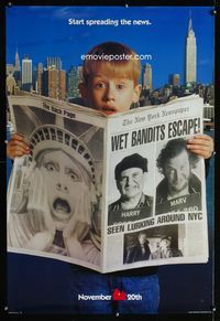 1z251 HOME ALONE 2 DS Newspaper teaser style B one-sheet movie poster '92 Macaulay Culkin