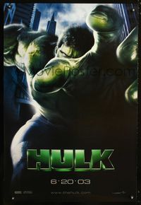 1z254 HULK DS teaser one-sheet movie poster '03 Ang Lee, Eric Bana, Stan Lee