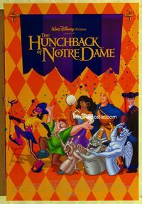 1z256 HUNCHBACK OF NOTRE DAME int'l DS 1sh '96 Walt Disney cartoon, cool checkerboard art!