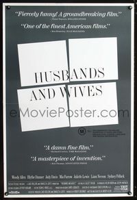 1z257 HUSBANDS & WIVES Aust one-sheet movie poster '92 Woody Allen, Mia Farrow, Liam Neeson