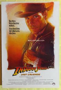 1z272 INDIANA JONES & THE LAST CRUSADE white style 1sheet '89 great art of Harrison Ford by Struzan!