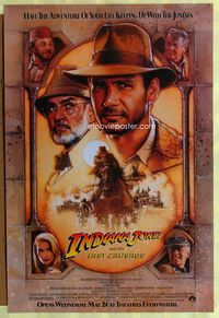 1z271 INDIANA JONES & THE LAST CRUSADE advance brown style 1sh '89 Ford & Connery by Drew Struzan!