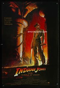 1z273 INDIANA JONES & THE TEMPLE OF DOOM 1sh '84 full-length art of Harrison Ford by Bruce Wolfe!