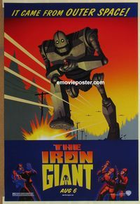 1z277 IRON GIANT advance one-sheet poster '99 animated modern classic, cool cartoon robot image!