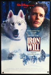 1z279 IRON WILL DS one-sheet movie poster '94 Disney, true story of dog sledding in the 1910s!