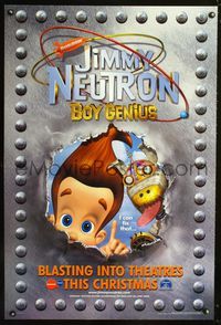 1z290 JIMMY NEUTRON BOY GENIUS DS advance one-sheet movie poster '01 Nickelodeon