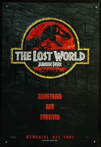 1z294 JURASSIC PARK 2 DS teaser one-sheet movie poster '96 The Lost World!