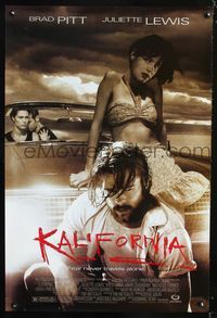 1z295 KALIFORNIA DS one-sheet poster '93 bearded Brad Pitt, sexy Juliette Lewis, David Duchovny