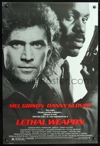 1z319 LETHAL WEAPON one-sheet movie poster '87 Mel Gibson, Danny Glover